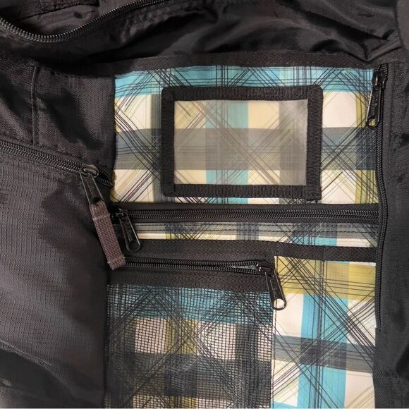 L.L. Bean Laptop Messenger Crossbody Shoulder Flap Black Turquoise Weekender Bag - Picture 10 of 13